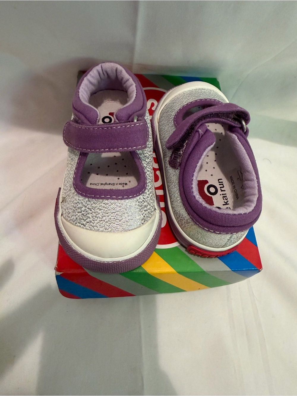 NWT See Kai Run Adalynn Silver Mary Jane Sneaker Toddler Size 4 Purple